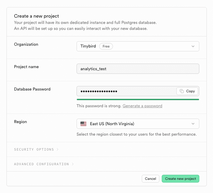 I signed up for Supabase to see if it could work for analytics