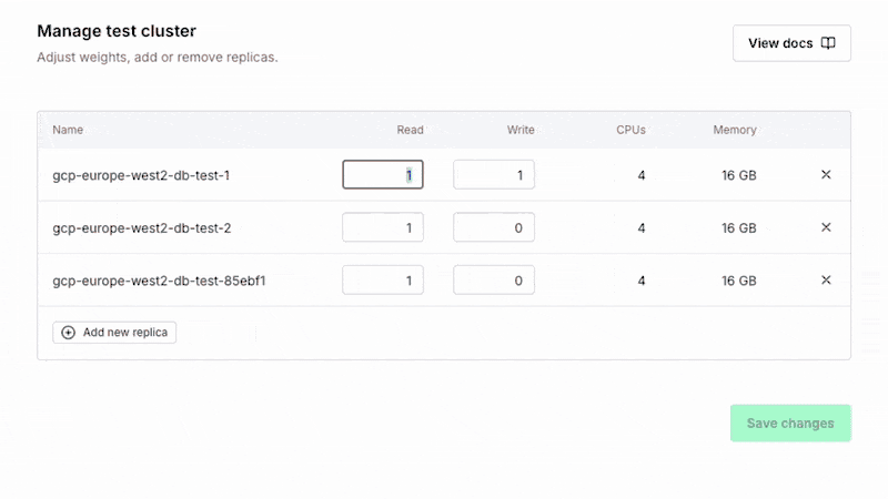 Rebalance replicas from the Tinybird UI