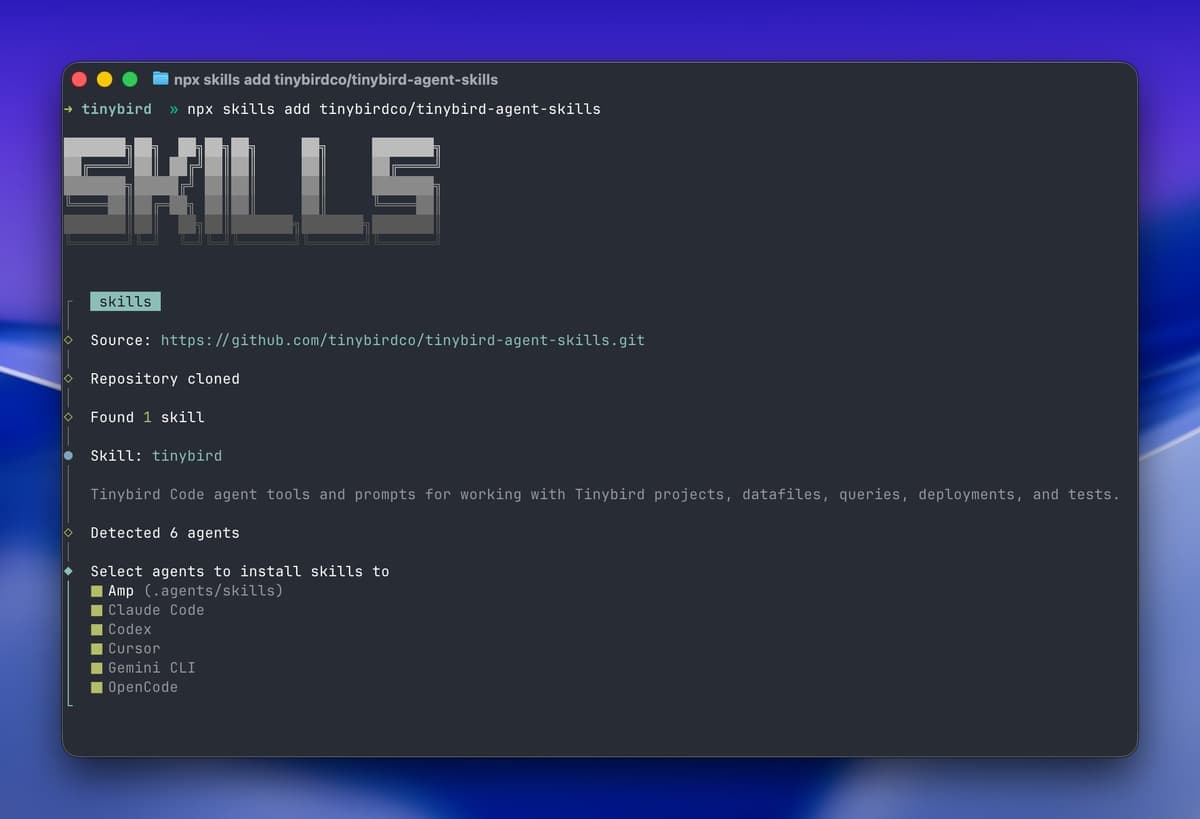 Tinybird Agent Skills