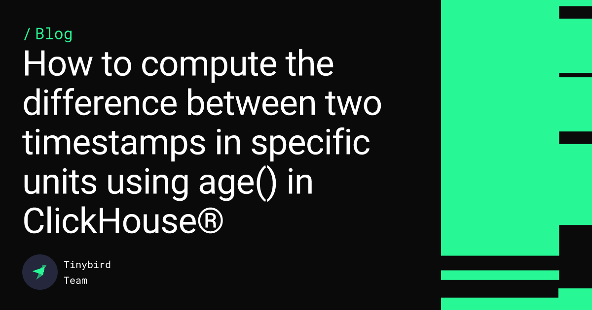 How to compute the difference between two timestamps in specific units using age() in ClickHouse® Feature image