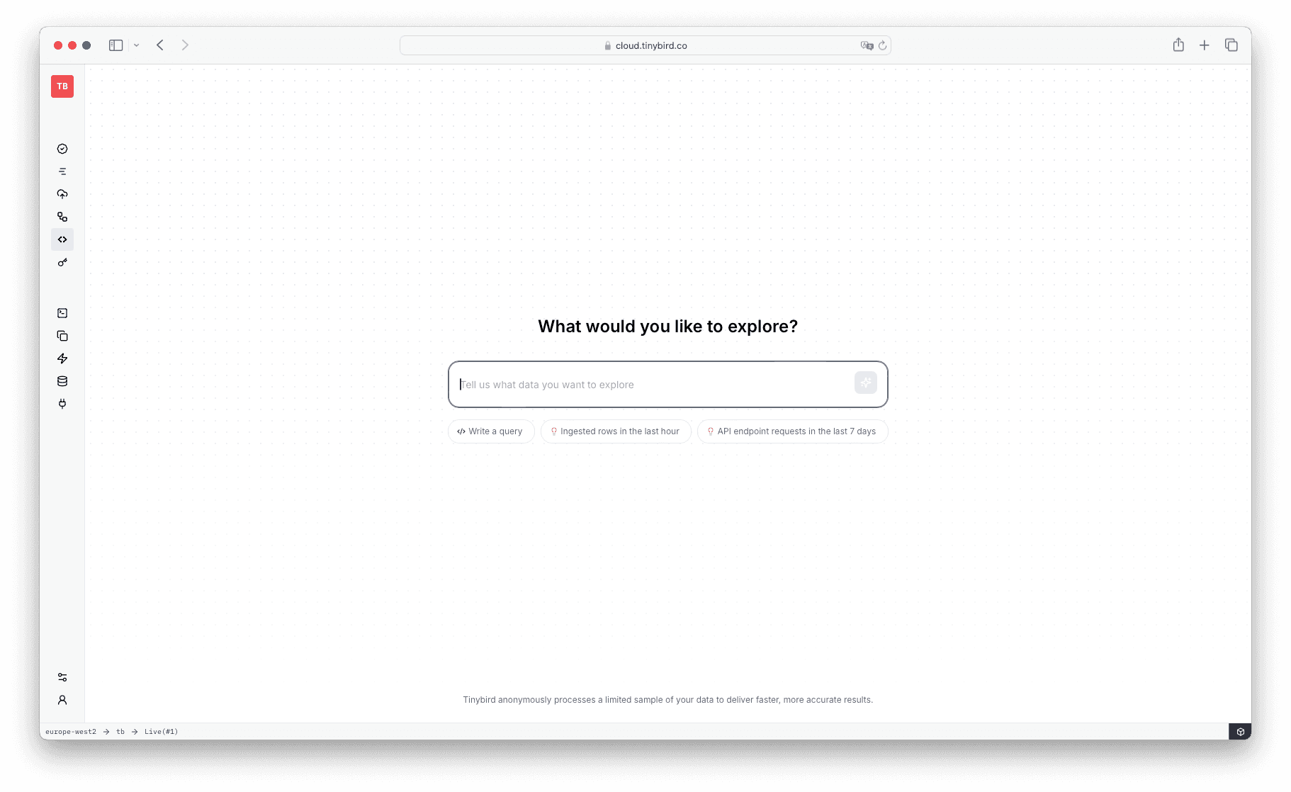 Explorations initial screen