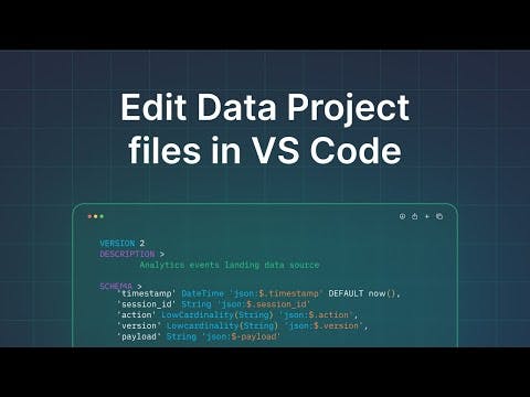 Edit data project files in VS Code
