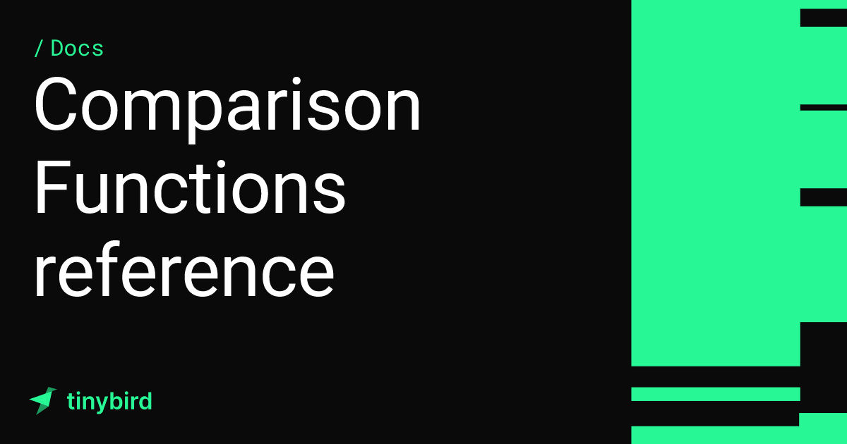 Comparison Functions reference · Tinybird Docs